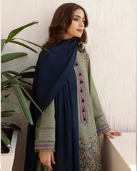 Dhanak Luxe 3PC Embroidered Shirt with Plain Dupatta – ZC1290