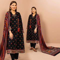 KAYSERIA 3PC Dhanak Embroidered Shirt with Printed Dhanak Shawl – ZC641