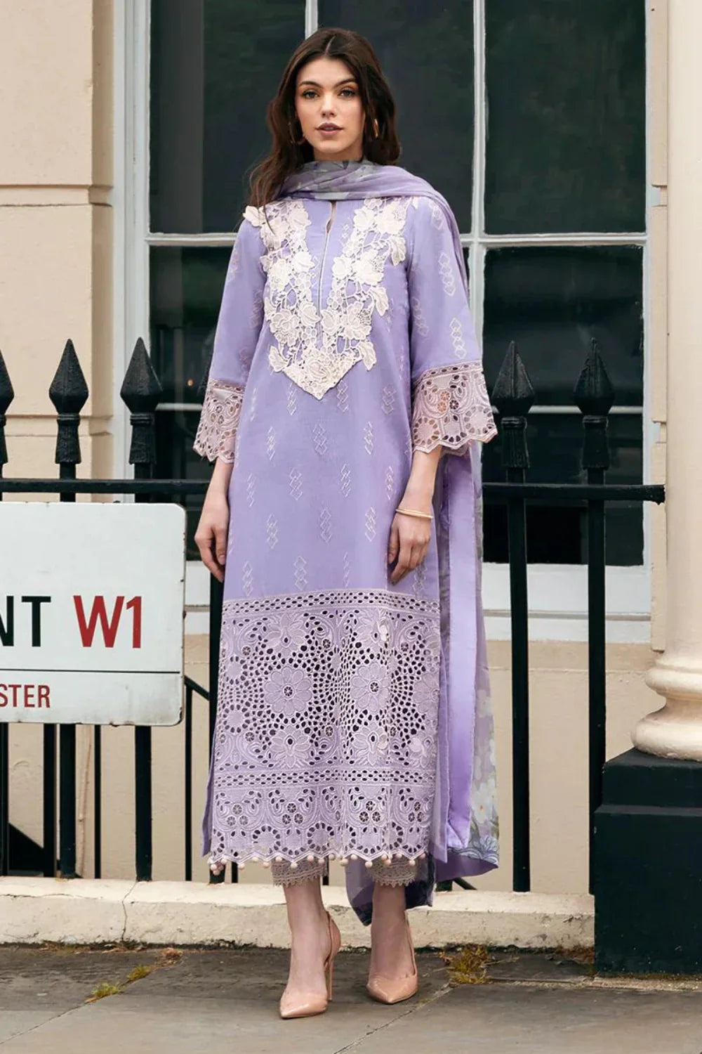 MUSHQ Dhanak 3PC Chikankari Embroidered Suit with Pashmina Wool Shawl – ZC117