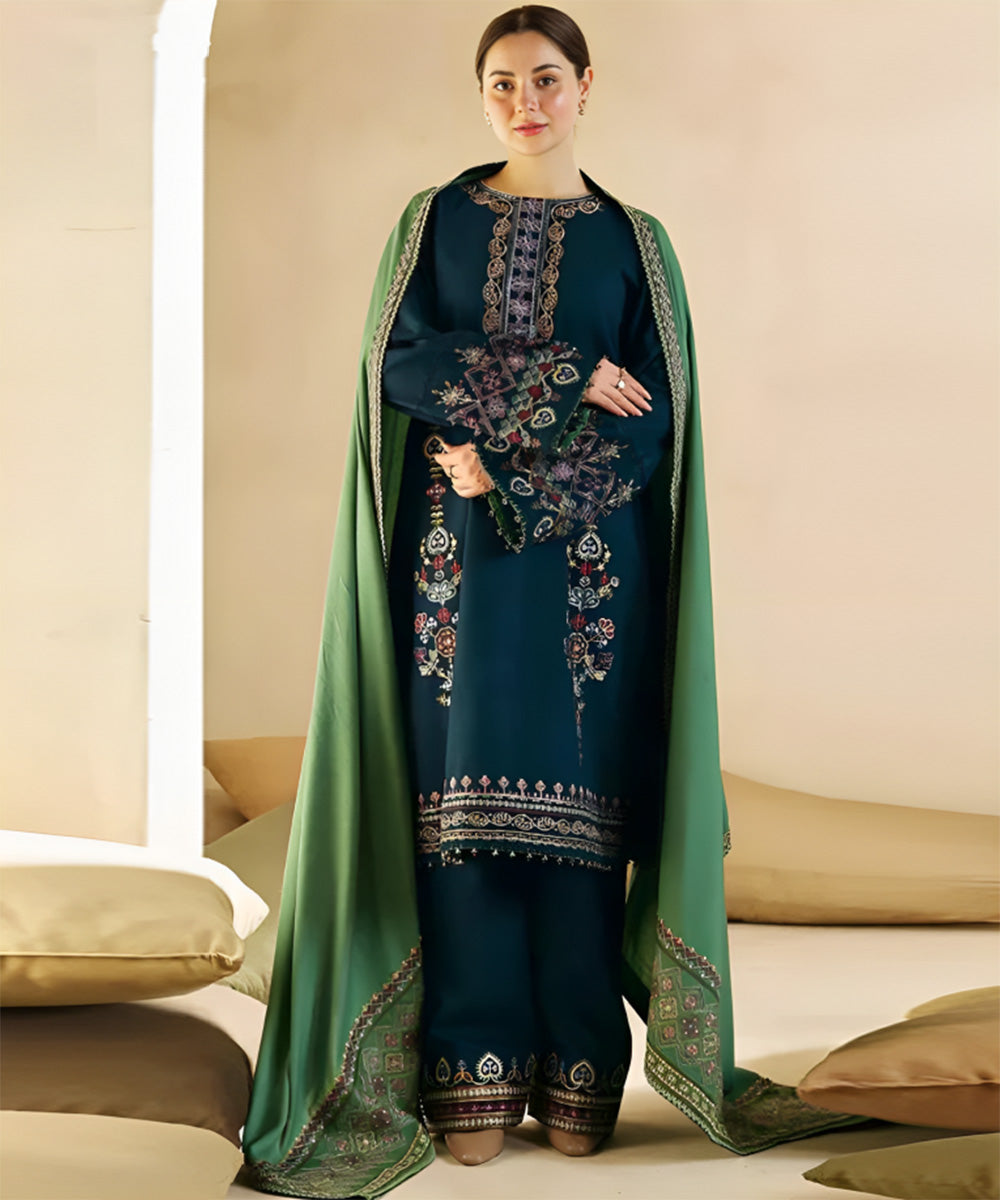 Dhanak Luxe 3PC Embroidered Unstitched Dress – ZC1293