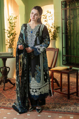 Dhanak-3PC Embroidered Shirt with Digital Printed Wool Shawl - 3467