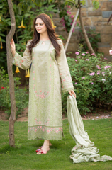 Dhanak 3PC Embroidered Shirt with Organza Embroidered Dupatta – ZC3386