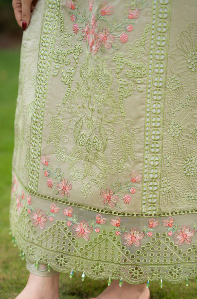Dhanak 3PC Embroidered Shirt with Organza Embroidered Dupatta – ZC3386