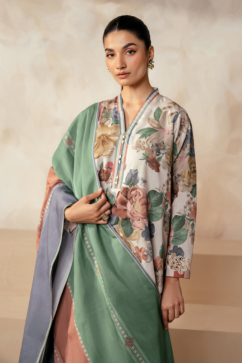 Baroque 3PC Karandi Printed Shirt with Karandi Printed Dupatta and Trouser – ZC1705