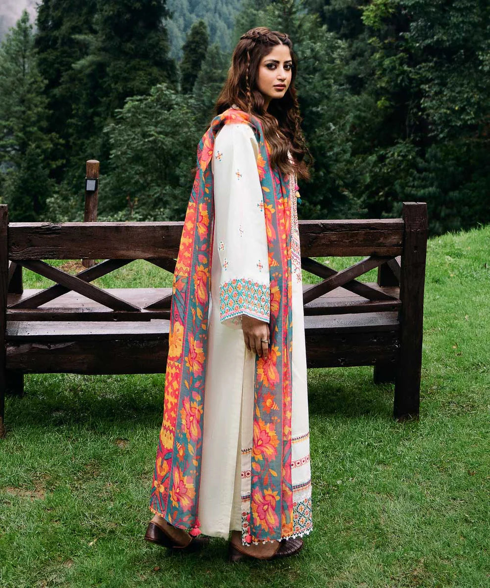 Lawn 3PC Embroidered Shirt with Digital Printed Jacquard Dupatta – ZC1355