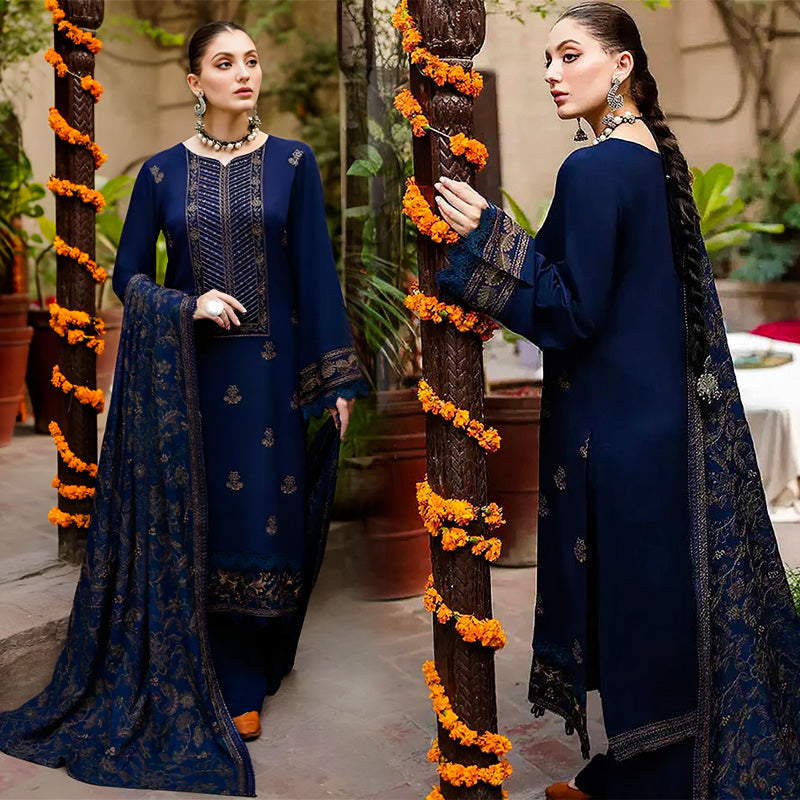 Dhanak Luxe 3PC Embroidered Dress with Embroidered Shawl – ZC1263