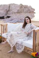 Qalamkar 3PC Lawn Embroidered Shirt with Organza Embroidered Dupatta – ZC1050