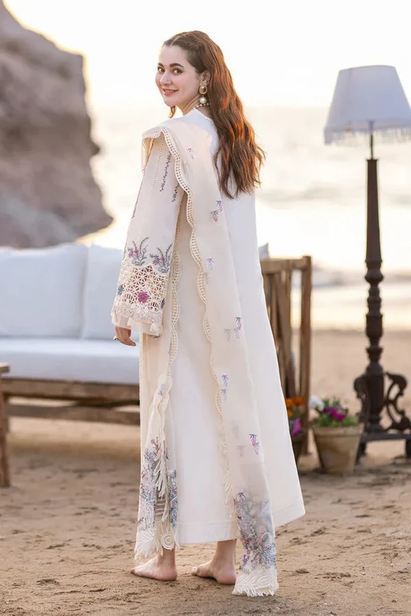 Qalamkar 3PC Lawn Embroidered Shirt with Organza Embroidered Dupatta – ZC1050