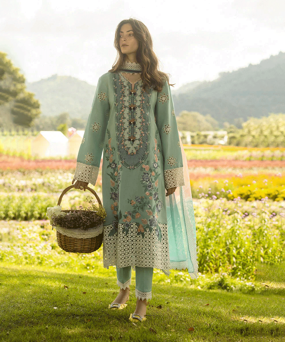 Dhanak 3PC Embroidered Shirt with Digital Printed Wool Shawl – ZC3363