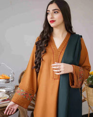Dhanak Luxe 3PC Embroidered Unstitched Dress – ZC889
