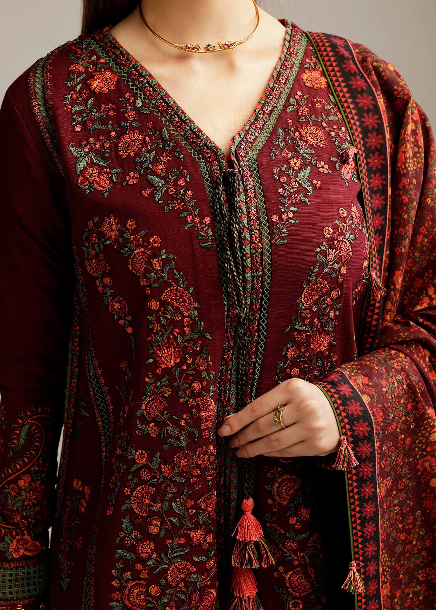 Hussain Rehar Dhanak 3PC Embroidered with Digital Printed Dupatta – ZC172