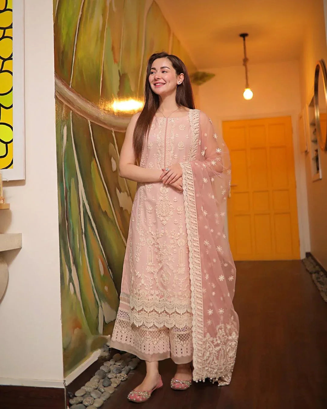 Faiza Saqlain Lawn 3PC Embroidered with Organza Embroidered Dupatta – ZC1049