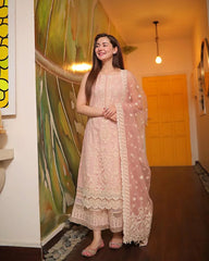 Faiza Saqlain Lawn 3PC Embroidered with Organza Embroidered Dupatta – ZC1049