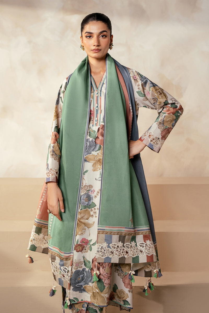 Baroque 3PC Karandi Printed Shirt with Karandi Printed Dupatta and Trouser – ZC1705