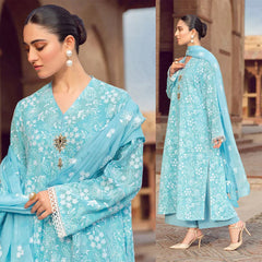 Bareeze Linen 3PC Embroidered Suit with Chiffon Dupatta – ZC674