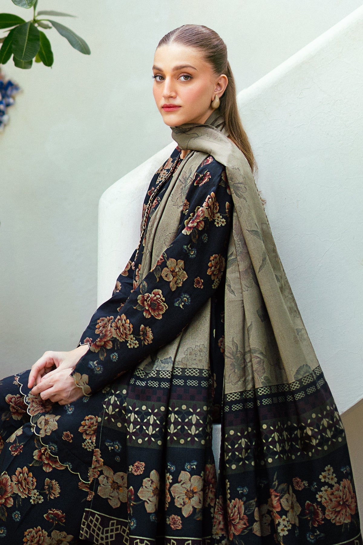 Baroque 3PC Karandi Printed Shirt with Karandi Printed Dupatta and Trouser – ZC837