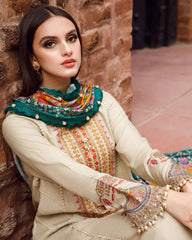 Dhanak Luxe 3PC Embroidered Unstitched Dress – ZC1302