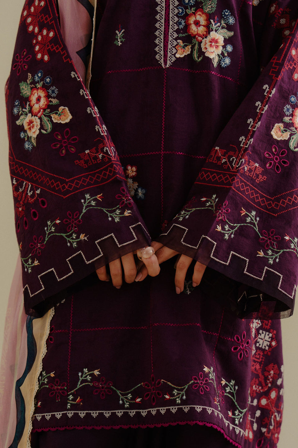 Lawn 3PC Embroidered Shirt with Digital Printed Jacquard Dupatta – ZC1406