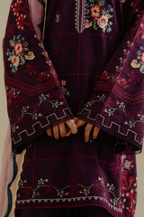 Lawn 3PC Embroidered Shirt with Digital Printed Jacquard Dupatta – ZC1406