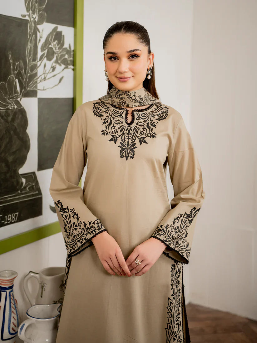 GRANEUT 3PC Dhanak Embroidered Shirt with Printed Dupatta – ZC680