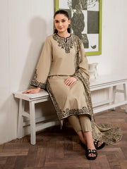 GRANEUT 3PC Dhanak Embroidered Shirt with Printed Dupatta – ZC680