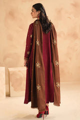 Baroque Dhanak 3PC Embroidered Suit with Embroidered Dhanak Shawl – ZC269