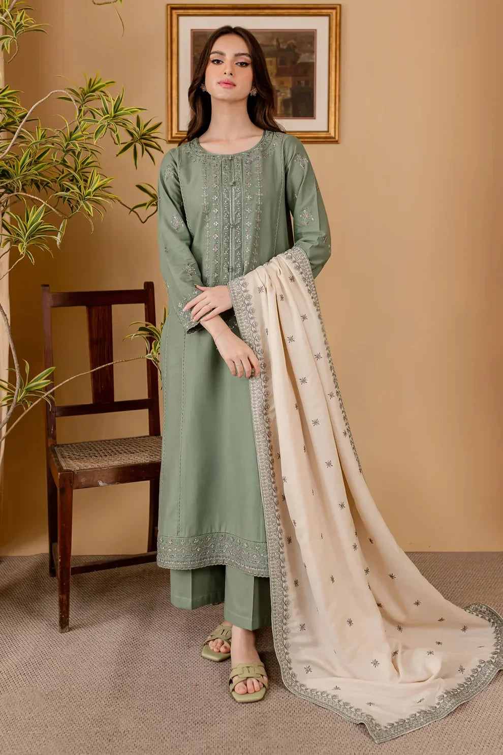 Batik 3PC Lawn Embroidered Shirt with Lawn Embroidered Dupatta – ZC1059