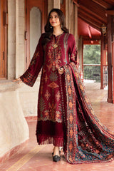 Dhanak-3PC Embroidered Shirt with Digital Printed Wool Shawl - 3430