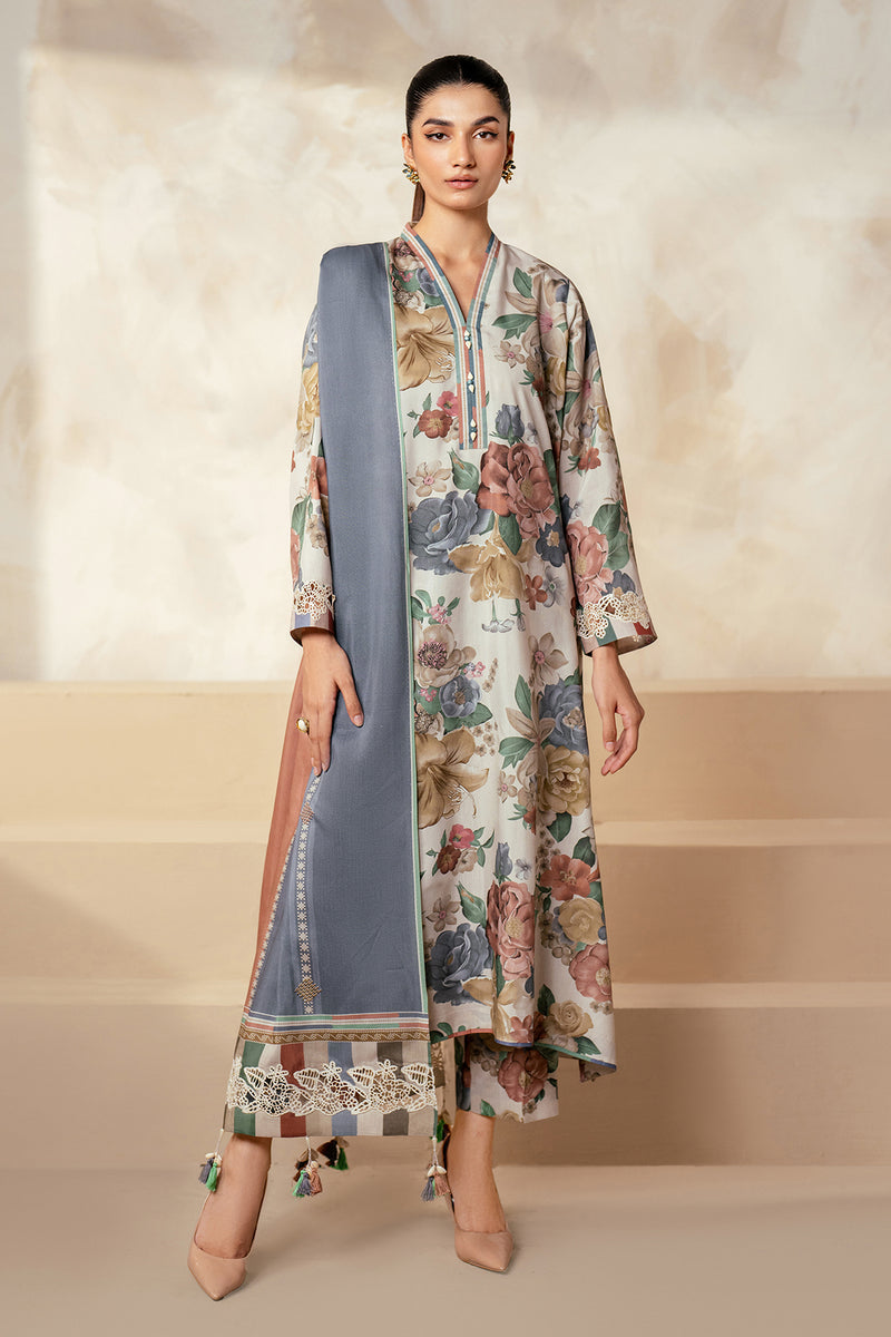 Baroque 3PC Karandi Printed Shirt with Karandi Printed Dupatta and Trouser – ZC1705