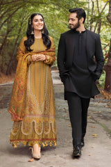 MARIA B. Dhanak Luxe 3PC Embroidered Dress with Printed Pashmina Wool Shawl – ZC116