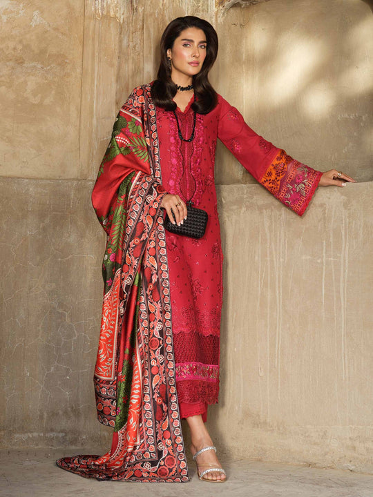 Dhanak 3PC Embroidered Shirt with Digital Printed Wool Shawl – ZC3350