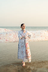 Lawn 3PC Embroidered Shirt with Digital Printed Jacquard Dupatta – ZC1381