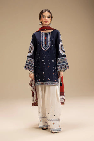 Lawn 3PC Embroidered Shirt with Digital Printed Jacquard Dupatta – ZC1415
