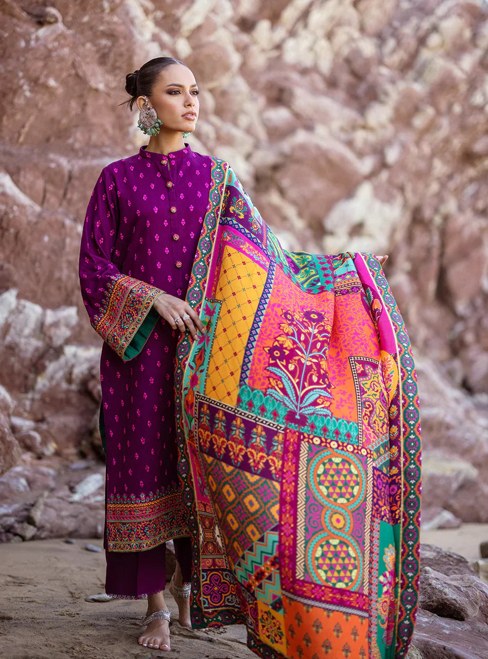 Zainab Chottani 3PC Dhanak Embroidered Shirt with Printed Dupatta – ZC681