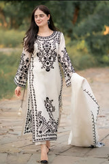 Jazmin Dhanak 3PC Embroidered Suit with Dhanak Embroidered Shawl – ZC105