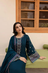 Dhanak 3PC Embroidered Shirt with Chiffon Embroidered Dupatta – ZC3269