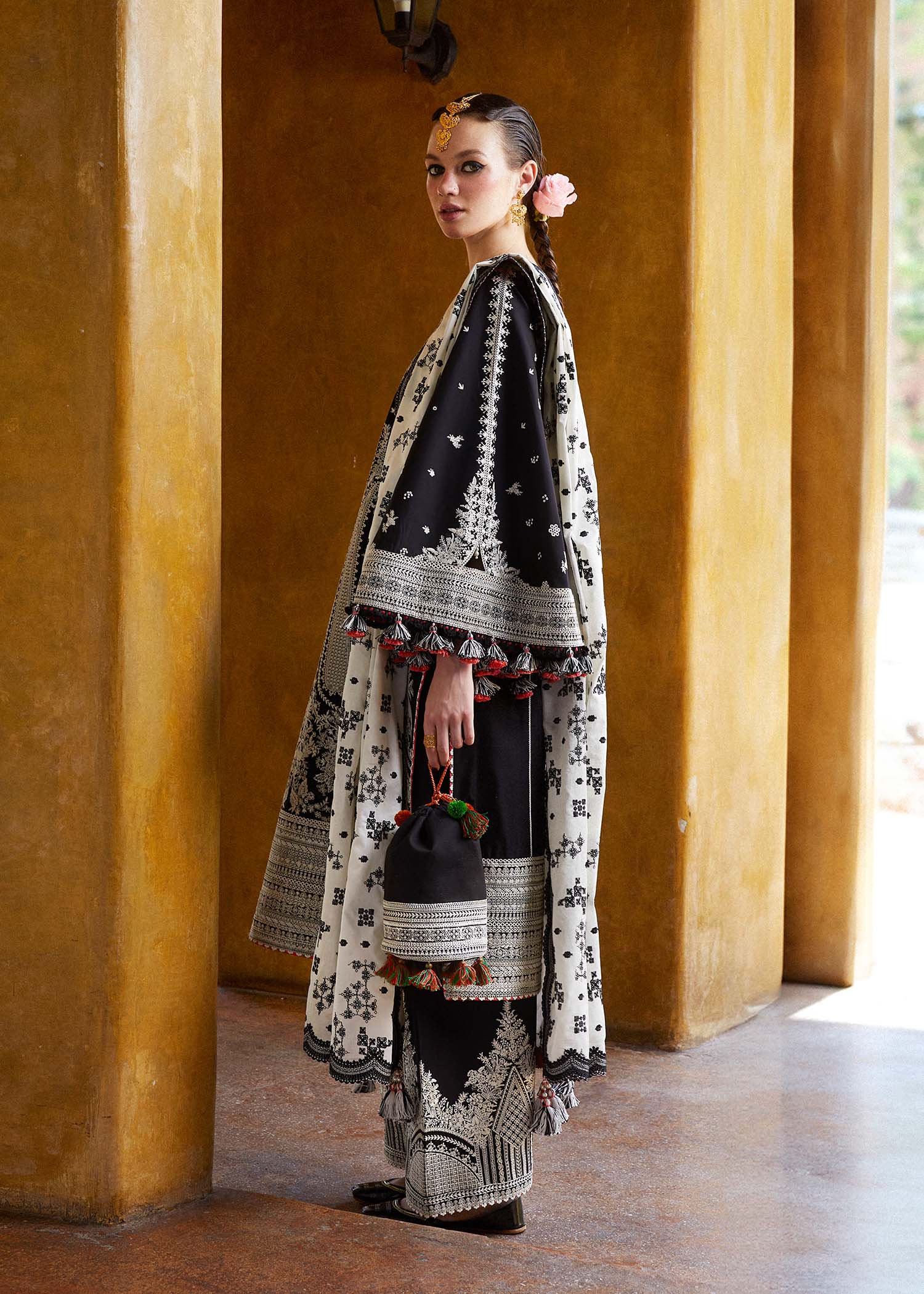 Lawn 3PC Embroidered Shirt with Organza Embroidered Dupatta – ZC1372
