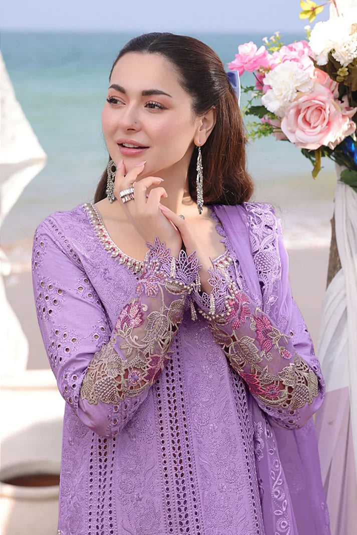 Dhanak 3PC Embroidered Shirt with Organza Embroidered Dupatta – ZC3341