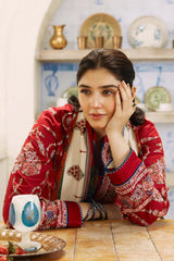 Dhanak 3PC Embroidered Shirt with Digital Printed Wool Shawl – ZC659