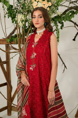 MUSHQ Dhanak 3PC Chikankari Embroidered with Digital Printed Organza Dupatta – ZC111