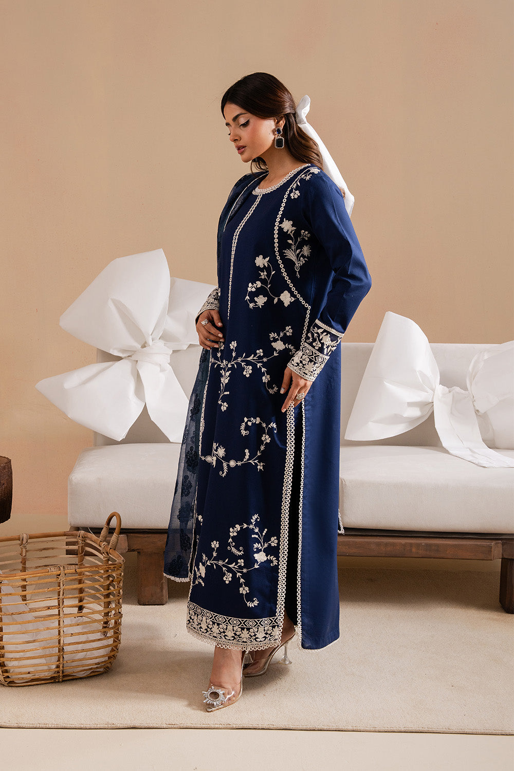 Dhanak 3PC Embroidered Shirt with Digital Printed Wool Shawl – ZC3367