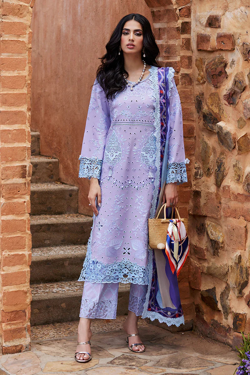 MUSHQ Dhanak 3PC Chikankari Embroidered Suit with Digital Printed Wool Shawl – ZC109
