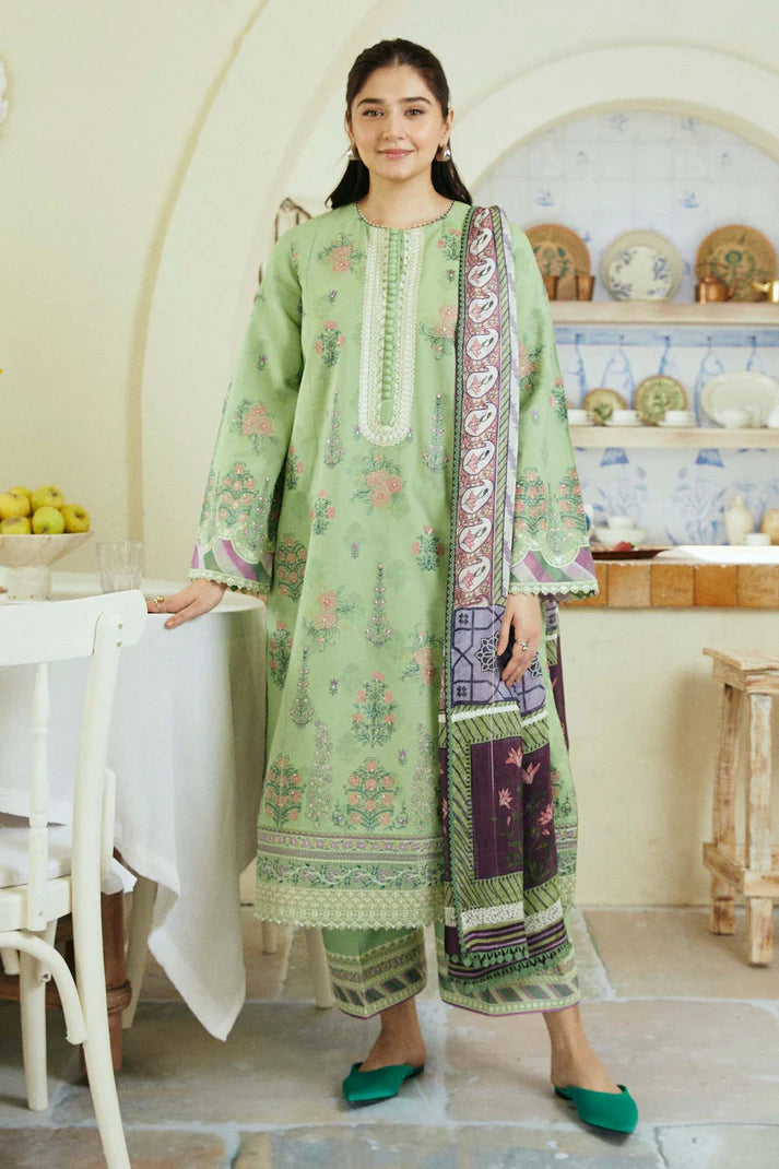 Dhanak 3PC Embroidered Shirt with Digital Printed Wool Shawl – ZC3236