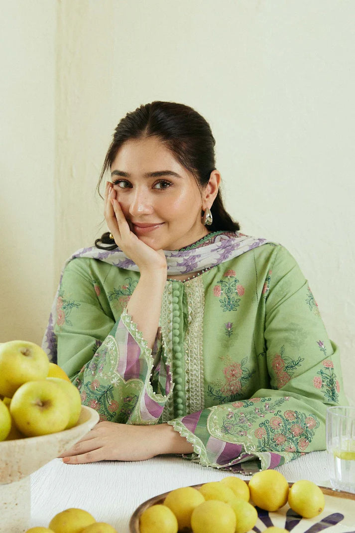 Dhanak 3PC Embroidered Shirt with Digital Printed Wool Shawl – ZC3236