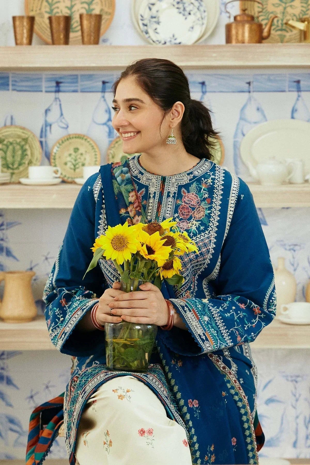 Dhanak Luxe 3PC Embroidered Shirt with Digital Printed Wool Shawl – ZC668