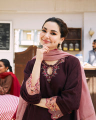 Dhanak 3PC Embroidered Shirt with Organza Embroidered Dupatta – ZC3420