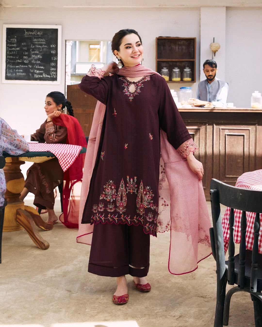 Dhanak 3PC Embroidered Shirt with Organza Embroidered Dupatta – ZC3420