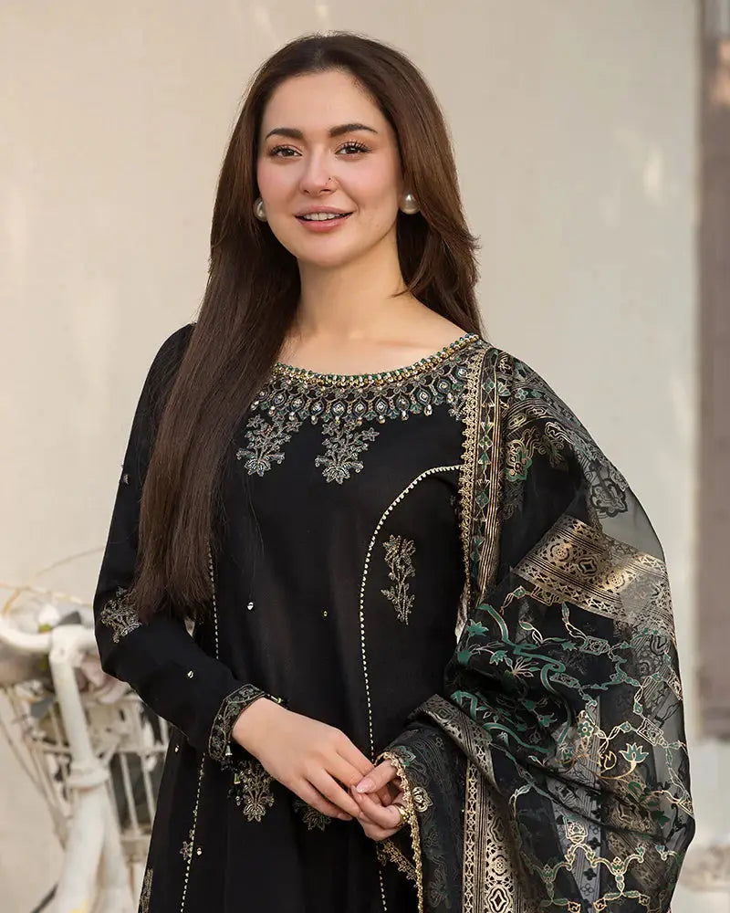 Dhanak 3PC Embroidered Shirt with Digital Printed Silk Dupatta – ZC3283