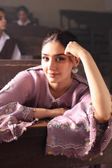 Dhanak-3PC Embroidered Shirt with Chiffon Embroidered Dupatta - 3557