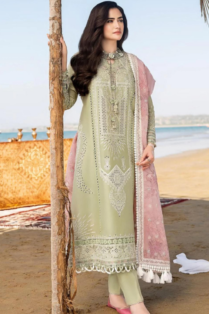 Lawn 3PC Embroidered Shirt with Digital Printed Organza Dupatta – ZC1258